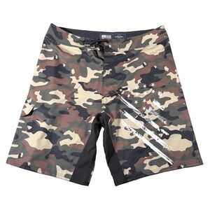 Freedom Industries Mens 42 Camo Board Shorts USA Flag Patriotic Swim Trunks